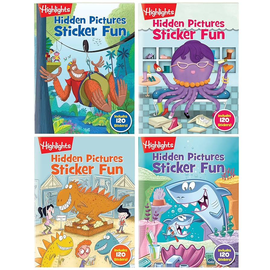 Highlights Hidden Pictures Sticker Fun for Kids Ages 3-6, 4-Pack, 64 Pages of Seek and Find Stick... | Amazon (US)