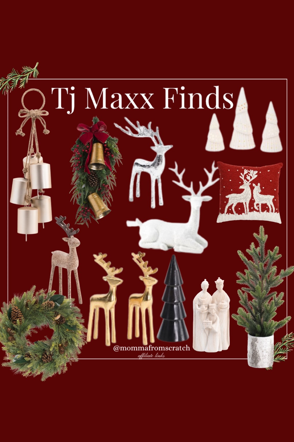 Tjmaxx Christmas decor, holiday decor finds, reindeer, bells, birch tree, swags, Christmas pillows, Christmas decor trees

#LTKhome #LTKHoliday #LTKunder50