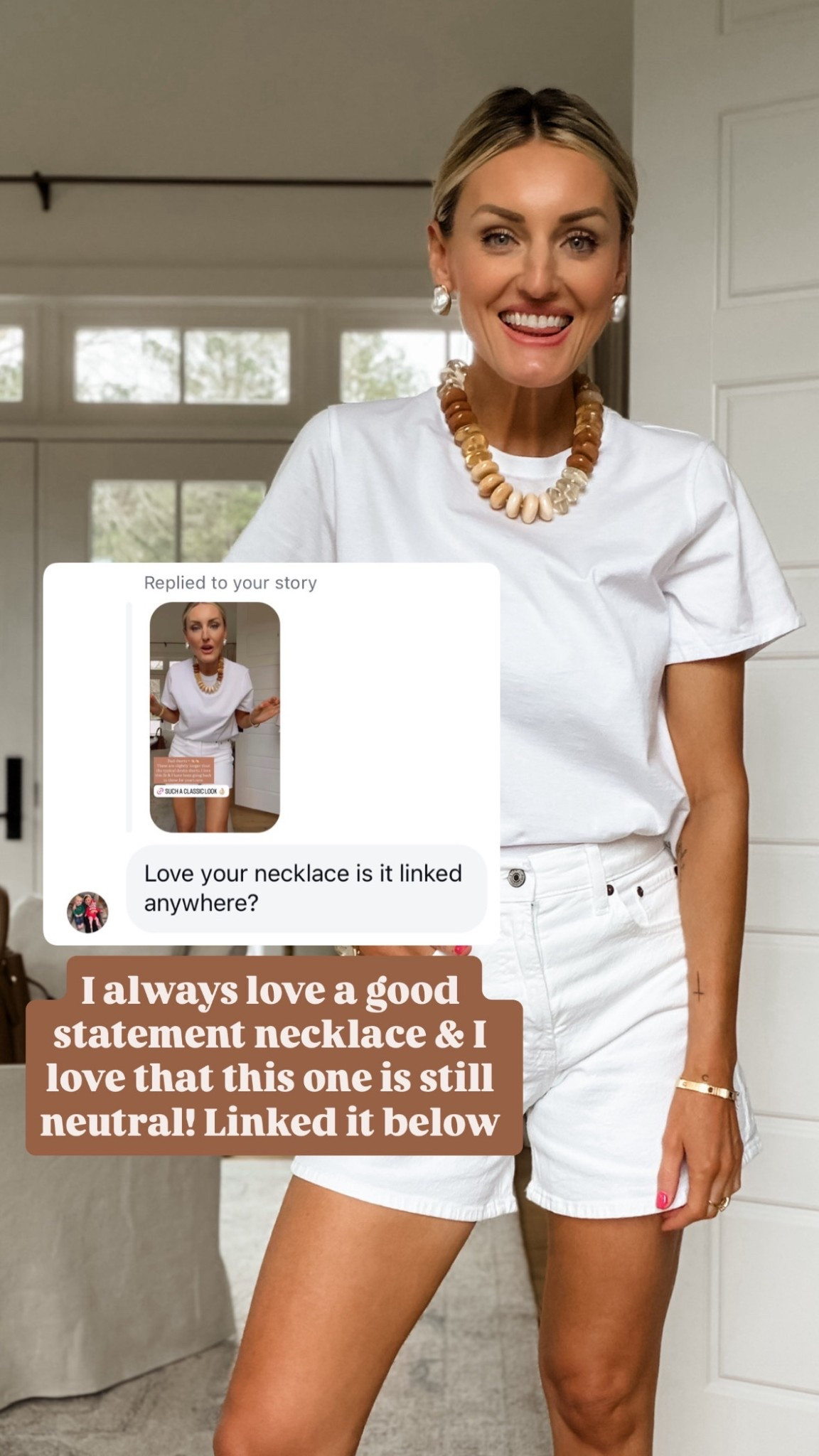 I have pulled for this statement necklace so many times! I love that it’s neutral, so it goes with so much! Wearing M/27!

Loverly Grey, statement necklace, Anthropologie, Abercrombie, white tee, denim shorts 

#LTKSeasonal