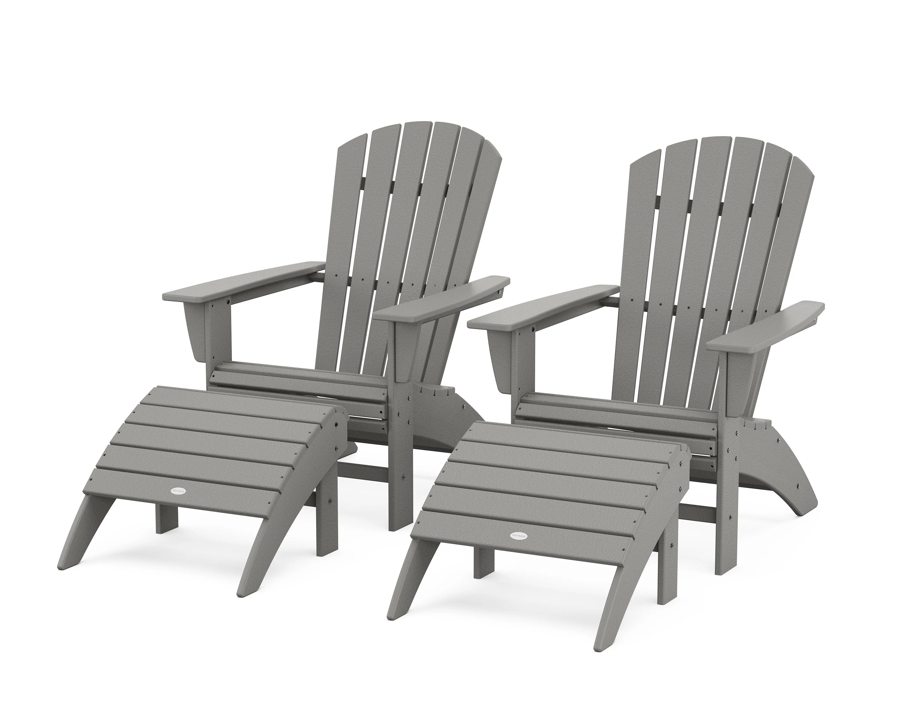 Nautical Curveback Adirondack Chair 4-Piece Set with Ottomans | POLYWOOD