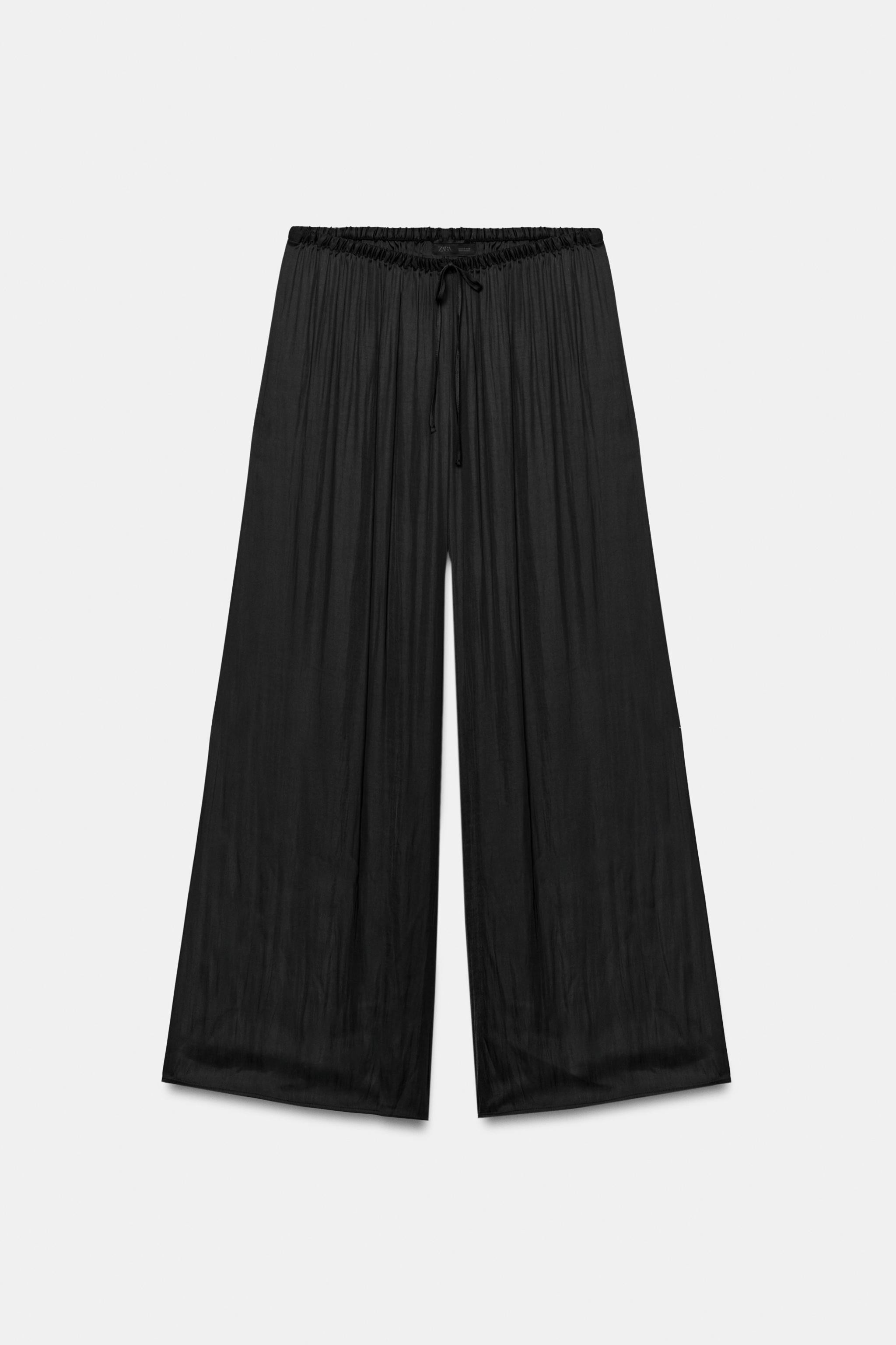 Mid-rise pants with adjustable drawstring waist. Extra wide leg. | Zara US