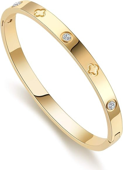 Love Friendship Bracelet Bangle Gold Rose Gold Silver with Cubic Zirconia Stones Stainless Steel ... | Amazon (US)