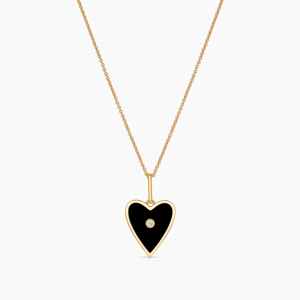 Amaya Heart Black Enamel Necklace | THATCH