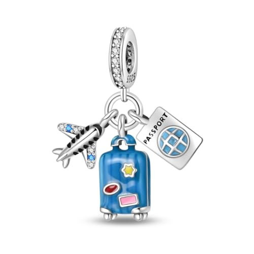 BEVALY Airplane Travel Suitcase Charm for Fit Pandora Bracelet Gift for Women | Amazon (US)