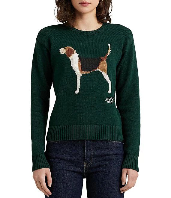 Lauren Ralph Lauren Crew Neck Long Sleeve Cotton Sweater | Dillard's | Dillard's
