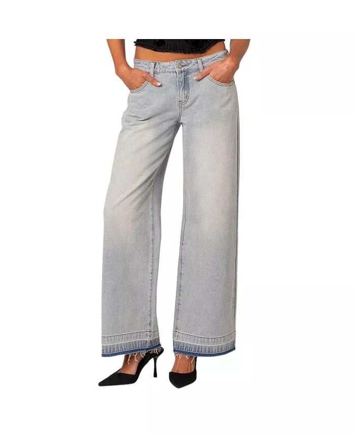 Edikted Women's Released hem low rise jeans - Macy's | Macy's