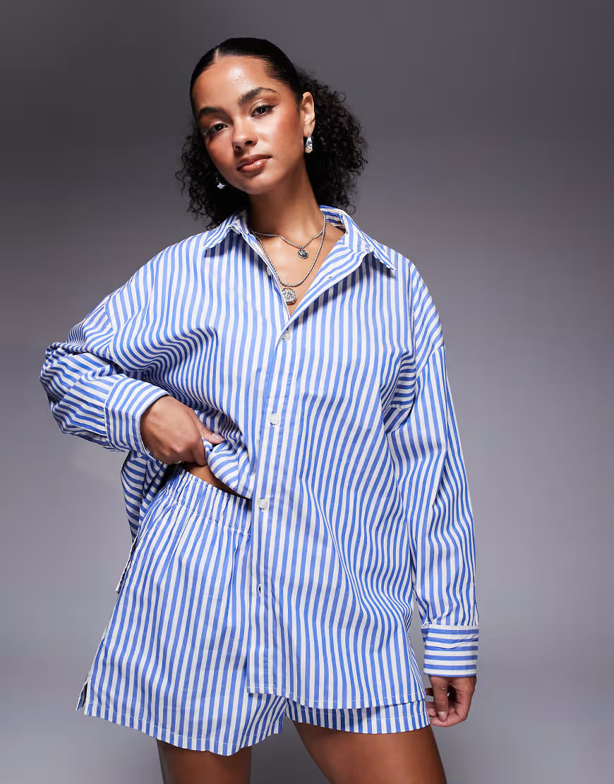 Nike Stripe poplin shirt in blue and white | ASOS (Global)
