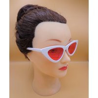 Vintage White Cat Eye Sunglasses With Orange Lens | Etsy (US)