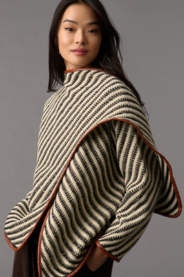 By Anthropologie Faux-Leather Trim Poncho | Anthropologie (US)