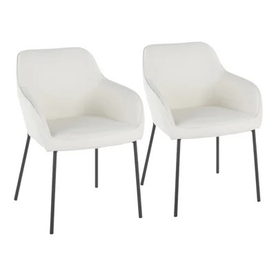 Dining Chair 24.25 x 23 x 31.75 Inches Fabric 2 Pieces Dining Chair Cream Upholstered Seat | Wayfair North America