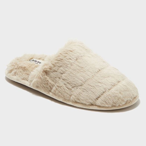 Women's dluxe by dearfoams Kaila Faux Fur Scuff Slide Slippers | Target