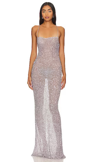 Dante Dress in Mink Grey | Sheer Sequin Dress | Sheer Gown | Light Purple Dress | Revolve Clothing (Global)