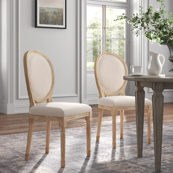Luella Linen King Louis Back Side Chair in Beige | Wayfair North America