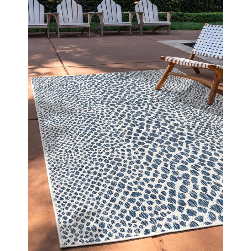 Abstract Blue Indoor / Outdoor Area Rug | Wayfair Professional