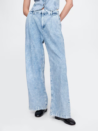 365 High Rise UltraSoft Pleated Denim Trousers | Gap (US)