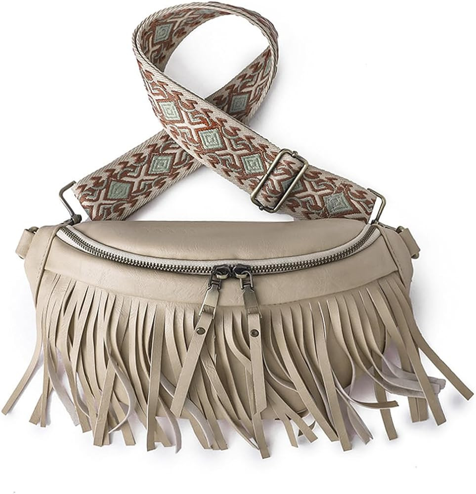 Sling Bag for Women Vintage Tassel Pleated Shell Shape Fanny Pack Crossbody Bags Multi-Way Should... | Amazon (US)