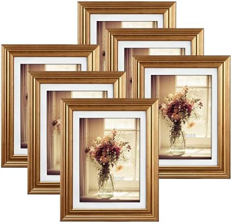 MEBRUDY 5x7 Picture Frames (Gold, 6 Pack), Display Pictures 5x7 with Mat or 6x8 Without Mat, Photo F | Amazon (US)