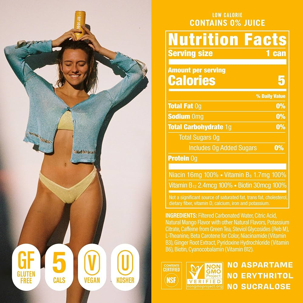 GORGIE Sugar Free Natural Energy Drinks, Sparkling Mango Tango (12 Pack) - Healthy Energy Drinks ... | Amazon (US)