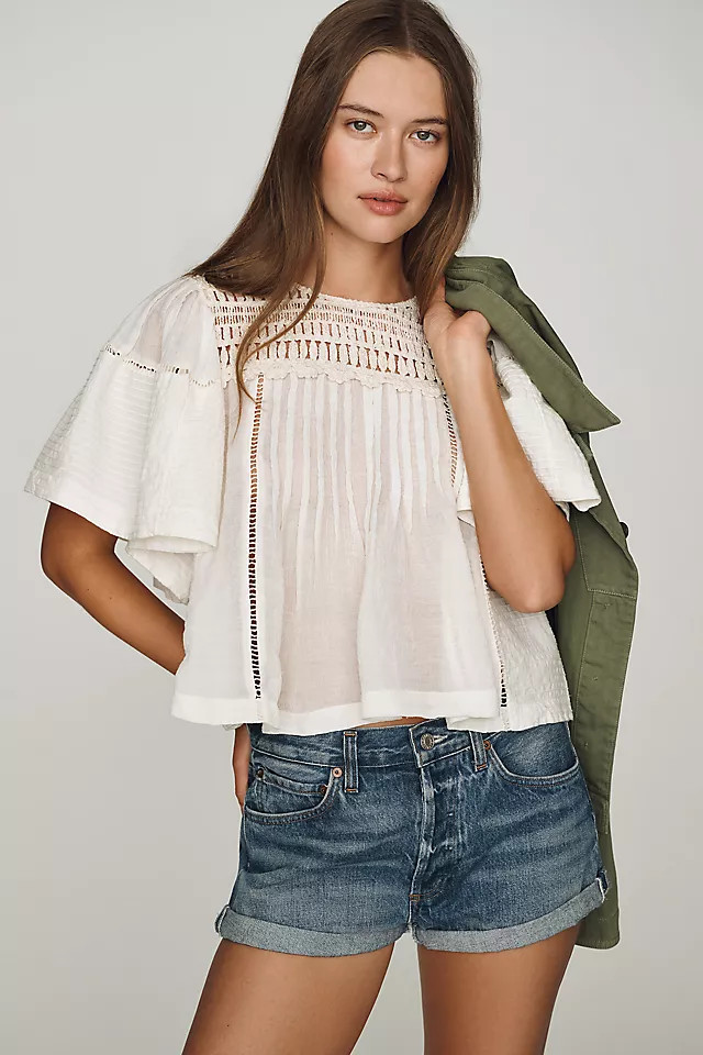 Pleated Crochet Blouse | Anthropologie (US)