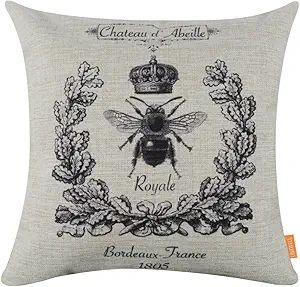 LINKWELL Black Queen Bee Pillow Cover 18x18 inch Crown Burlap Cushion Covers for Sofa Couch Home ... | Amazon (US)