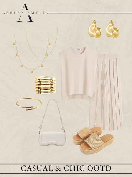 amazon set, neutral outfit, summer outfit, gold earrings, gold necklace, gold bracelet, white purse, summer sandals, neutral sandals, gold jewelry, summer outfit 

#LTKStyleTip #LTKSeasonal #LTKFindsUnder100