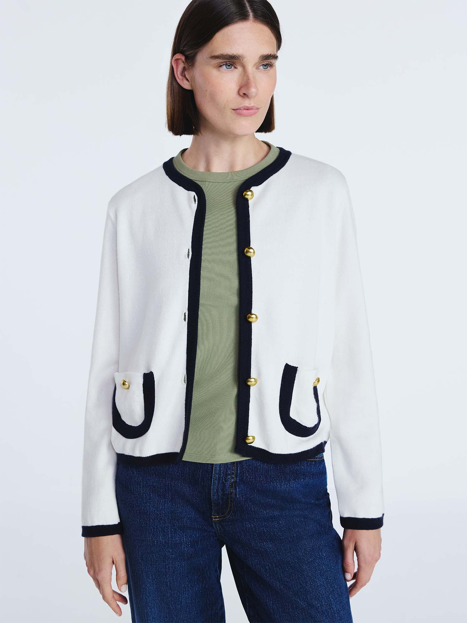 Free Assembly Women's Tipped Patch Pocket Cardigan Sweater, Lightweight, Sizes XS-XXL | Walmart (US)