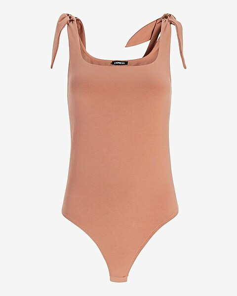 Tie Strap Square Neck Thong Bodysuit | Express