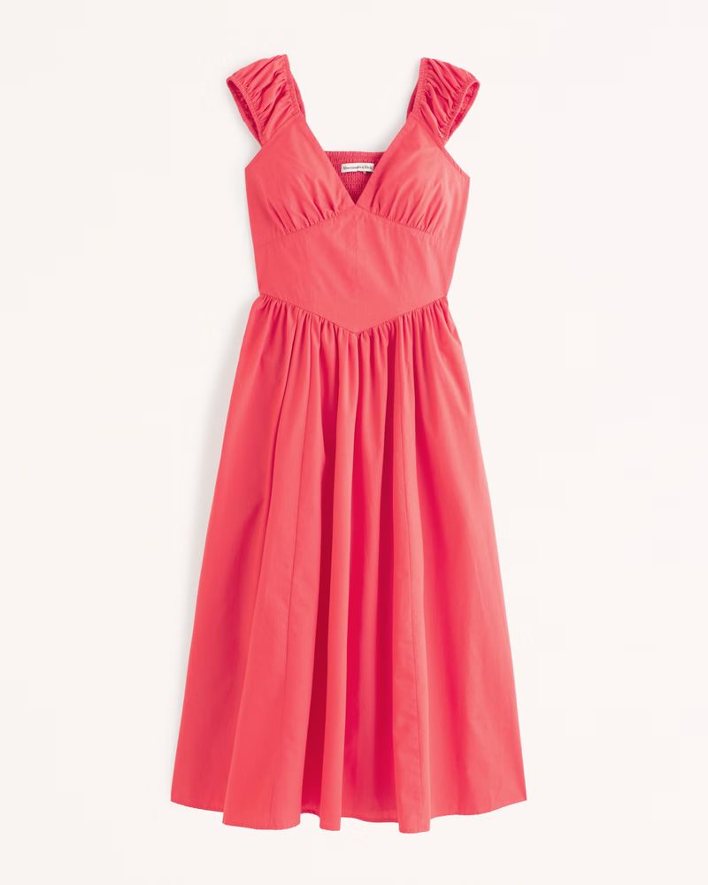 Cap Sleeve Corset Midi Dress | Abercrombie & Fitch (US)