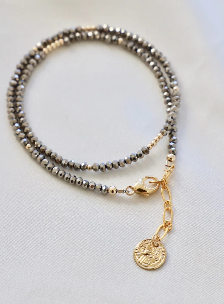 METALLIC PETITE CRYSTAL DOUBLE WRAP BRACELET | Katie Waltman Jewelry