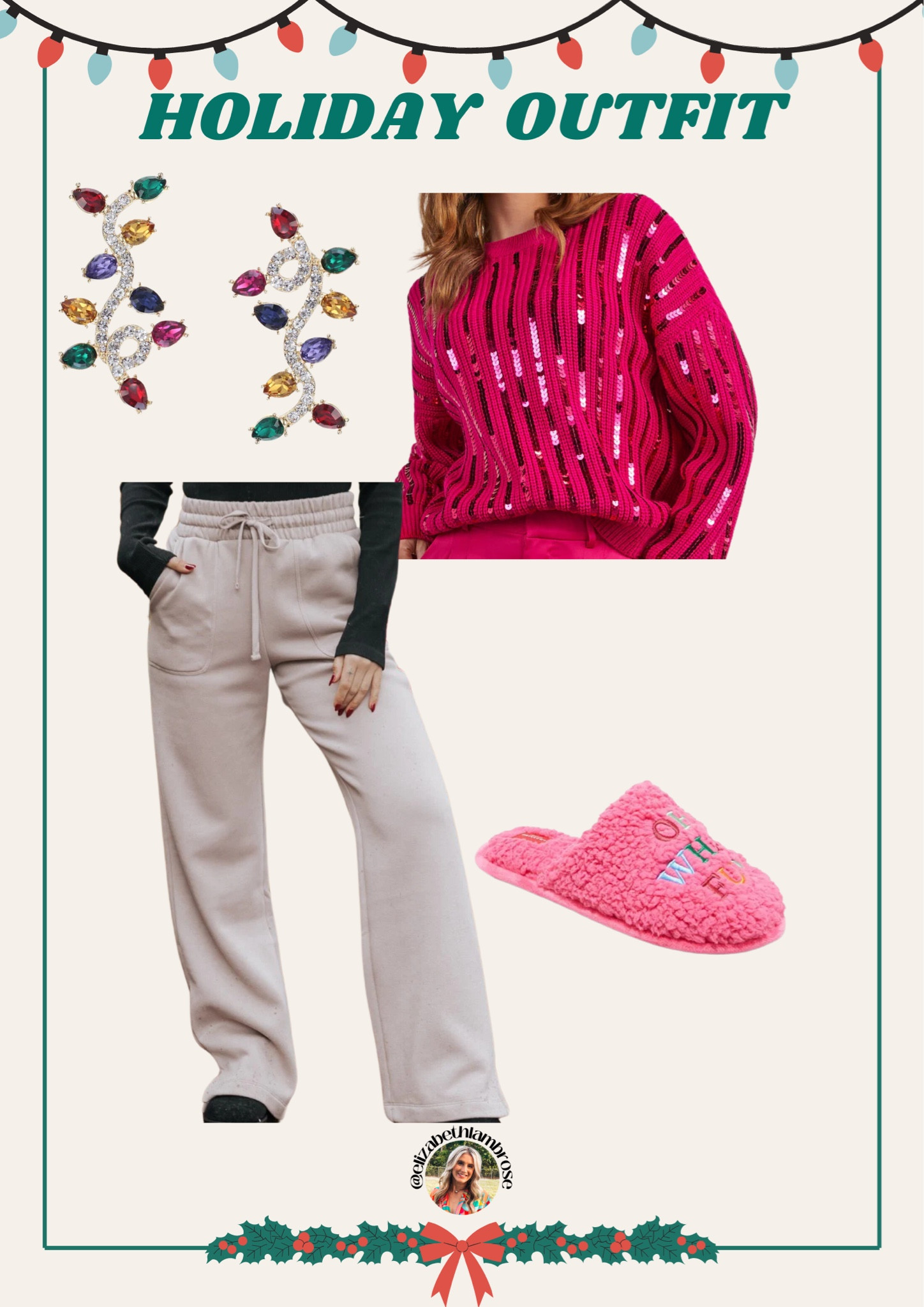 holiday outfit for my cozy girls!!
this is more my vibe for my family christmas!!

#cozy #holiday #outfit #slippers #pink #earrings 

#LTKhome #LTKSeasonal #LTKHoliday