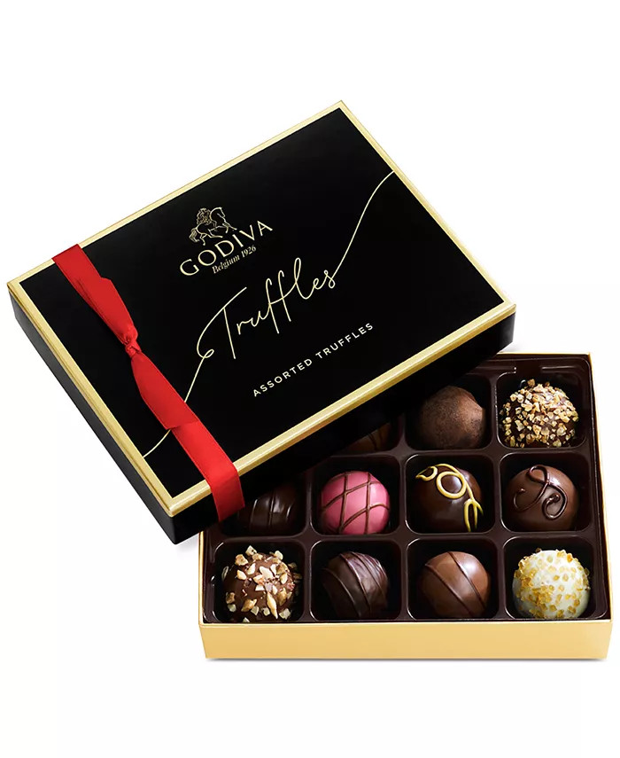Godiva Holiday Signature Chocolate Truffles Gift Box with Red Ribbon, 12 Pieces & Reviews - Food ... | Macys (US)