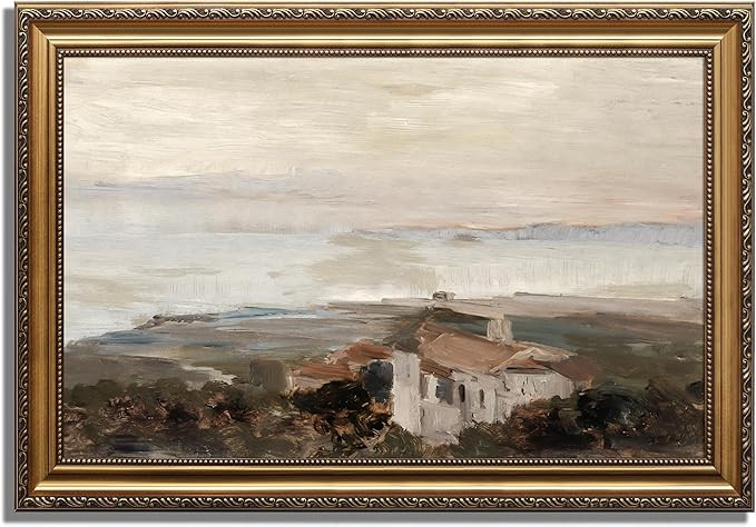 KBKBART Vintage Framed Wall Art for Living Room, Retro Muted European Coastal Prints Painting, Ne... | Amazon (US)