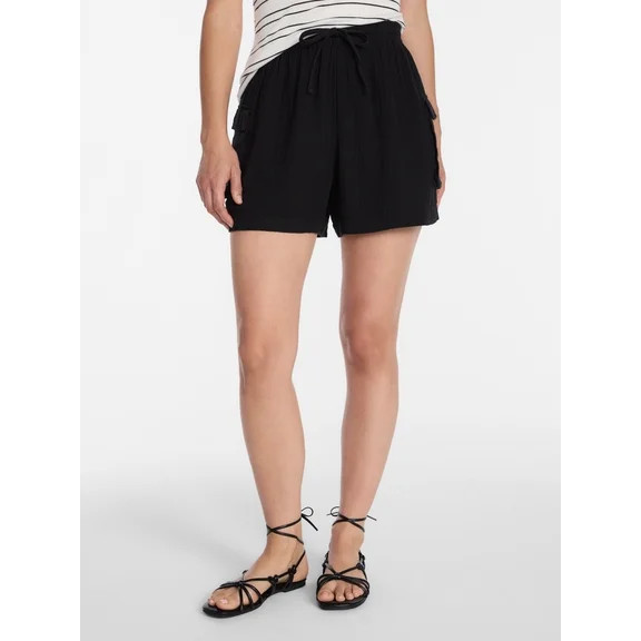 Time and Tru Women’s Soft High Rise Utility Shorts, 4” Inseam, Sizes XS-XXXL | Walmart (US)