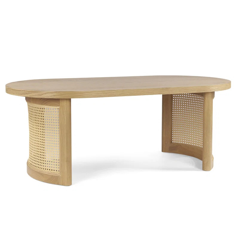 Bay Isle Home™ Antowine 48" Oval Solid White Oak Rattan Coffee Table & Reviews | Wayfair | Wayfair North America