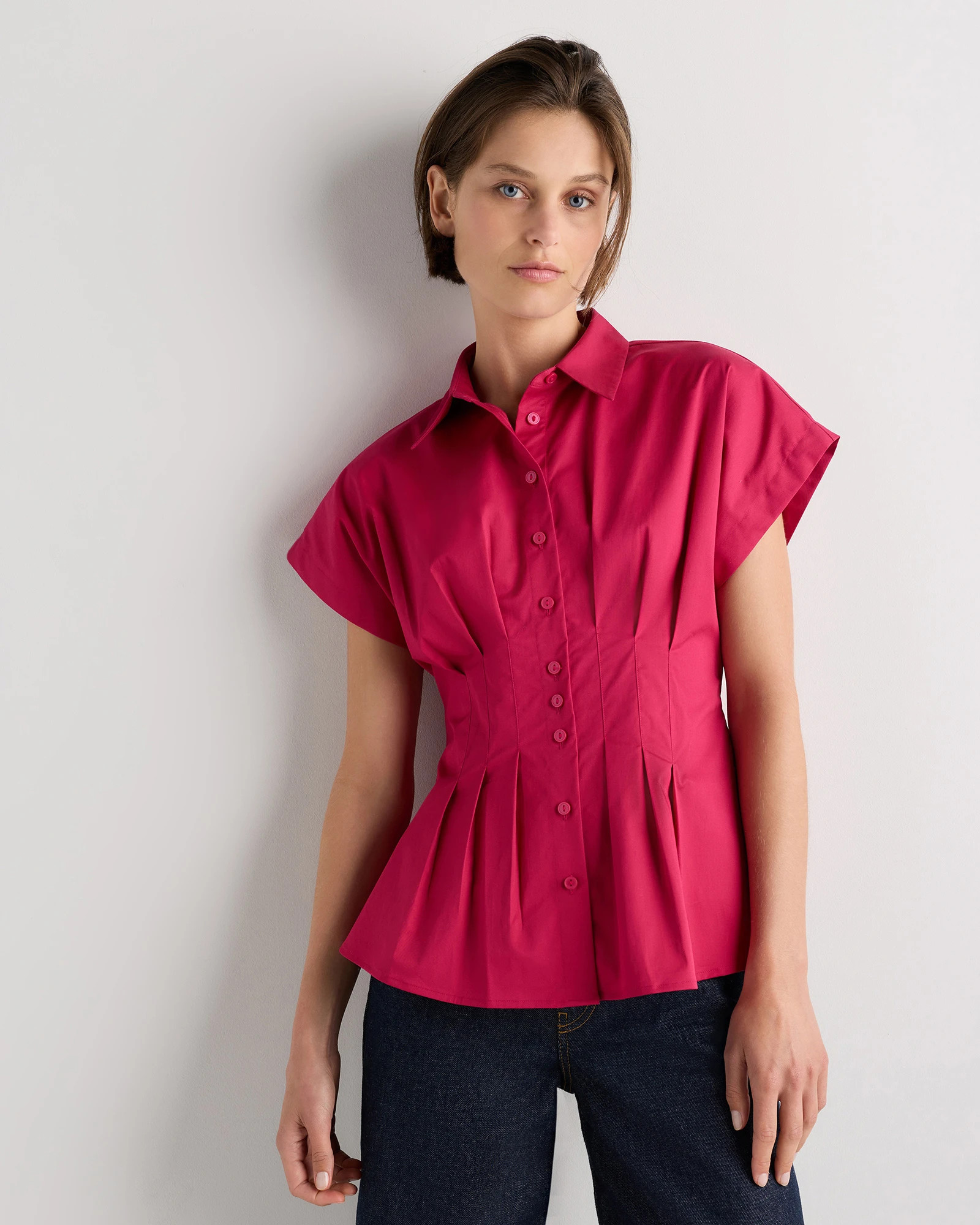 Stretch Twill Pleated Short Sleeve Shirt | Quince