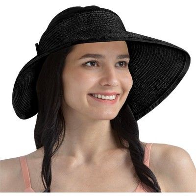 SUN CUBE Womens Sun Visor Hat, Beach Straw Roll Up Ponytail Hat, Wide Brim Sun Hat for Summer UV ... | Target