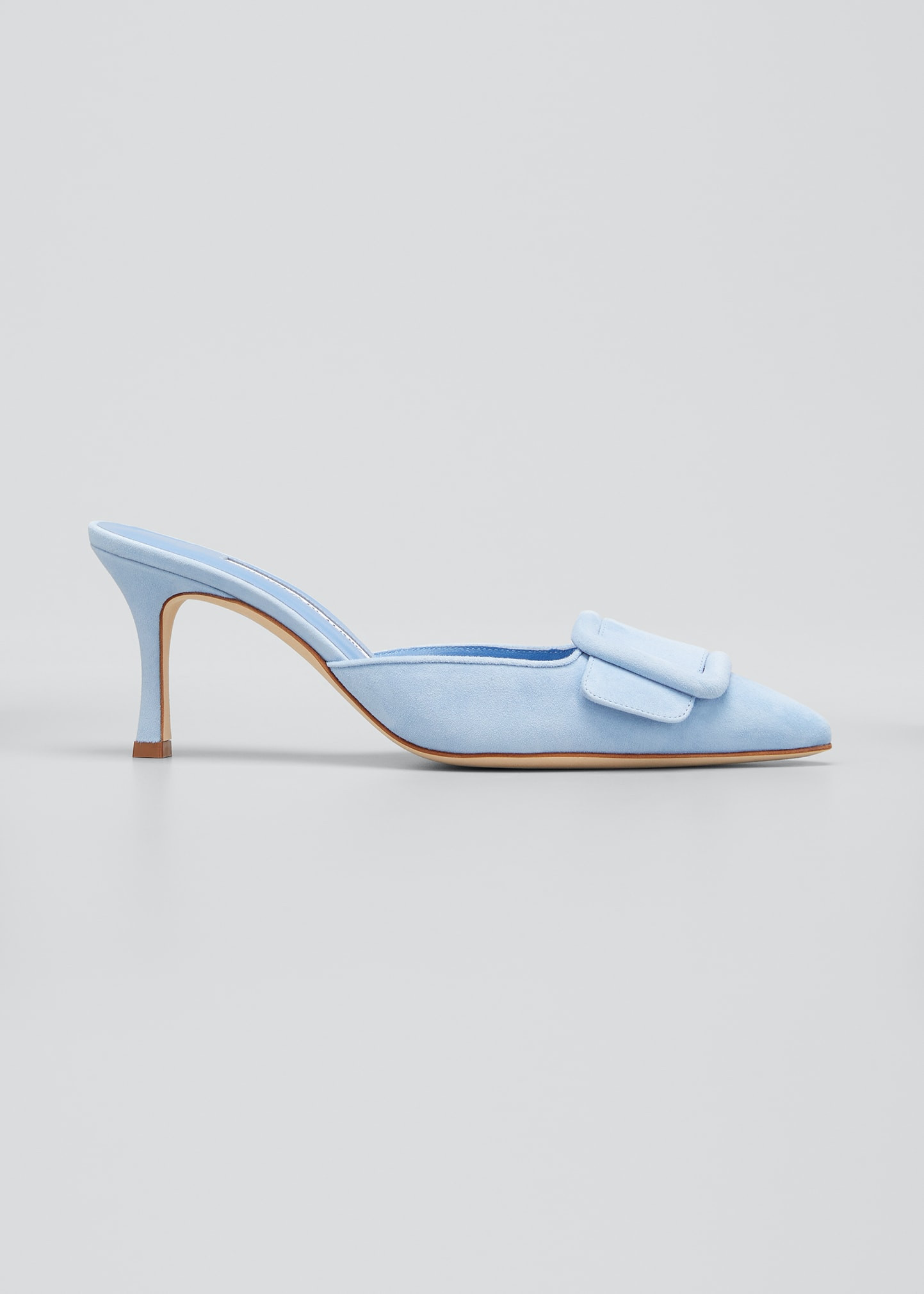 Maysale Suede Buckle Mid-Heel 70mm Mules | Bergdorf Goodman