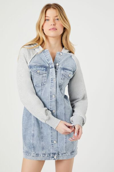 Denim Hooded Combo Mini Dress | Forever 21 (US)