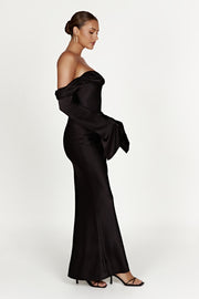 Giselle Off Shoulder Cowl Neck Maxi Dress - Black | Meshki (APAC)