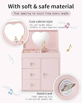 Vlando Musical Jewelry Box for Girls, Large Kid Music Box with Ballerina for Birthday Bedroom Dec... | Amazon (US)