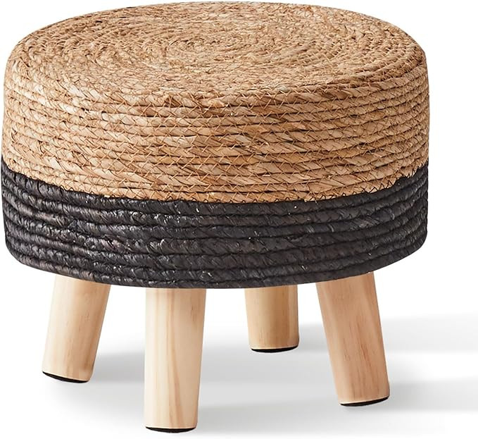 Wimarsbon Round Foot Stool Natural Seagrass Poufs Ottoman Hand Weave Footrest Stool for Couch Des... | Amazon (US)