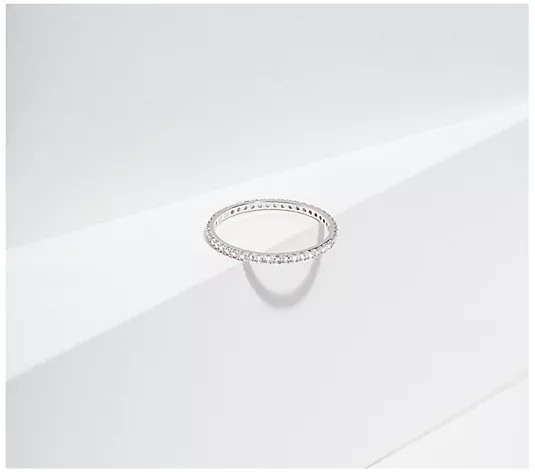 Diamonique 0.65 cttw Slim Eternity Band Ring, S terling - QVC.com | QVC