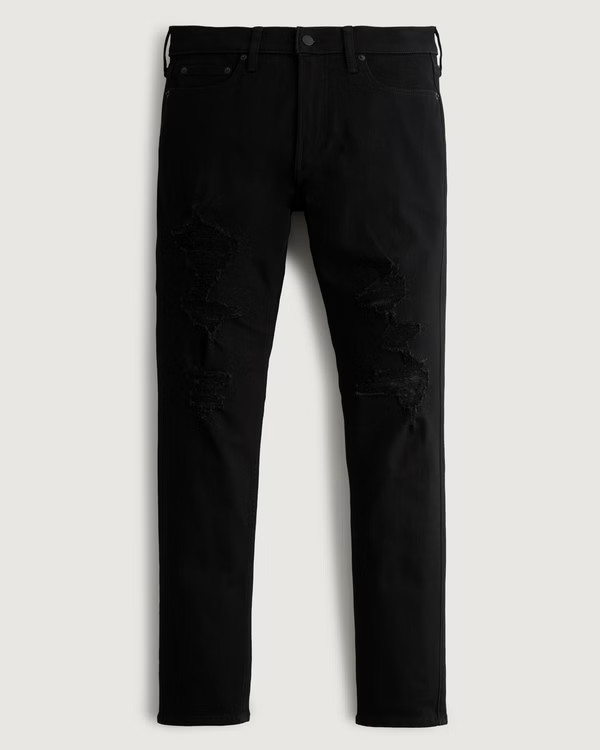 Ripped Black No Fade Skinny Jeans | Hollister (US)