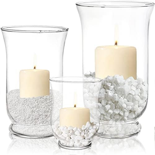Okllen Set of 3 Hurricane Pillar Candle Holder, 6"/8"/10" Clear Glass Flower Vase Terrarium Plant... | Amazon (US)