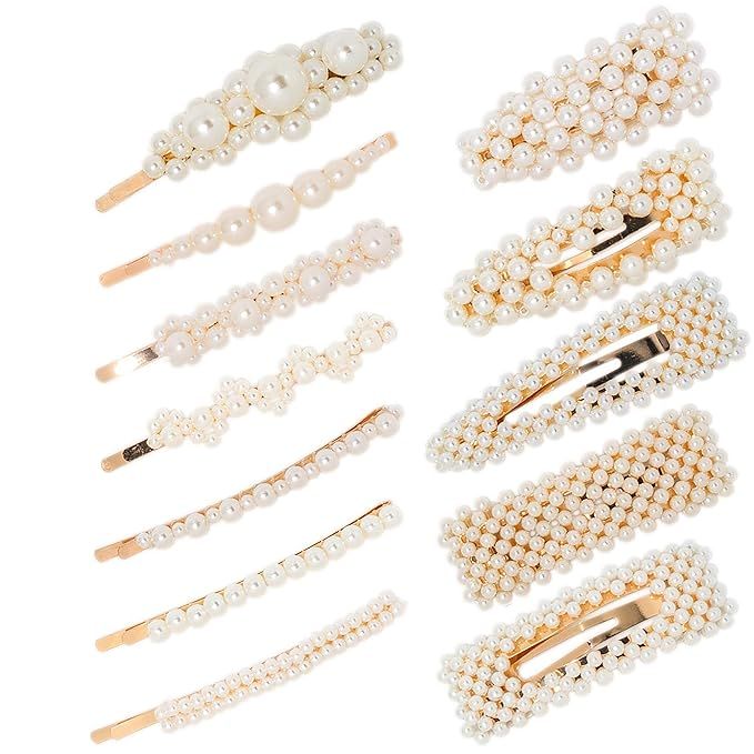 IoYoI 12 Pcs Pearl Hair Clips for Women Girls Fashion Sweet Artificial Pearl Alligator Clips Barr... | Amazon (US)