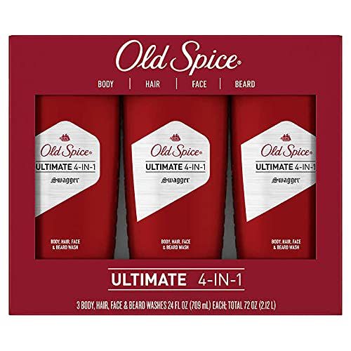 Old Spice Ultimate 4 in 1 Body Hair Face and Beard Wash, Swagger Scent, 24 Fl Ounce (3 Count) | Amazon (US)