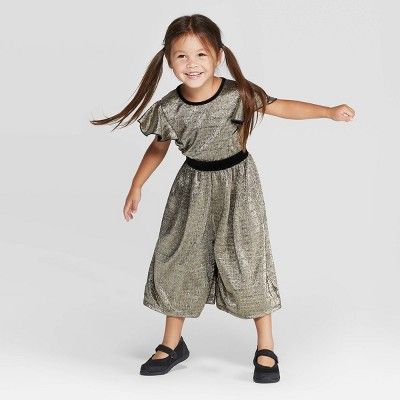 Toddler Girls' Metallic Jumpsuit - art class™ Gold | Target