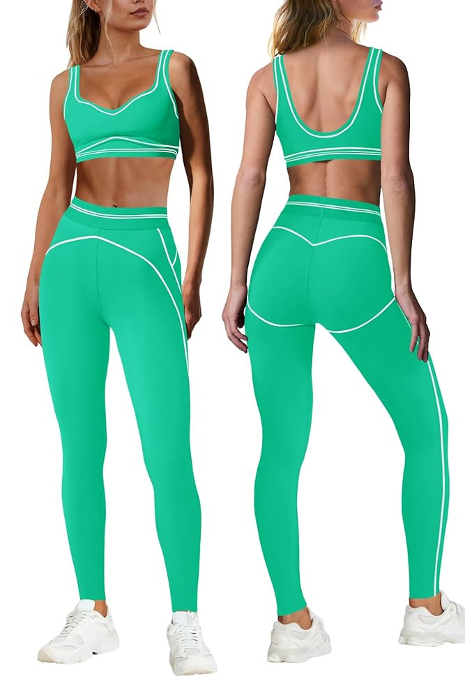 Nirovien Womens 2 Piece Workout Sets Athletic Yoga Outfits Sports Bra and Butt Lifting Leggings G... | Amazon (US)