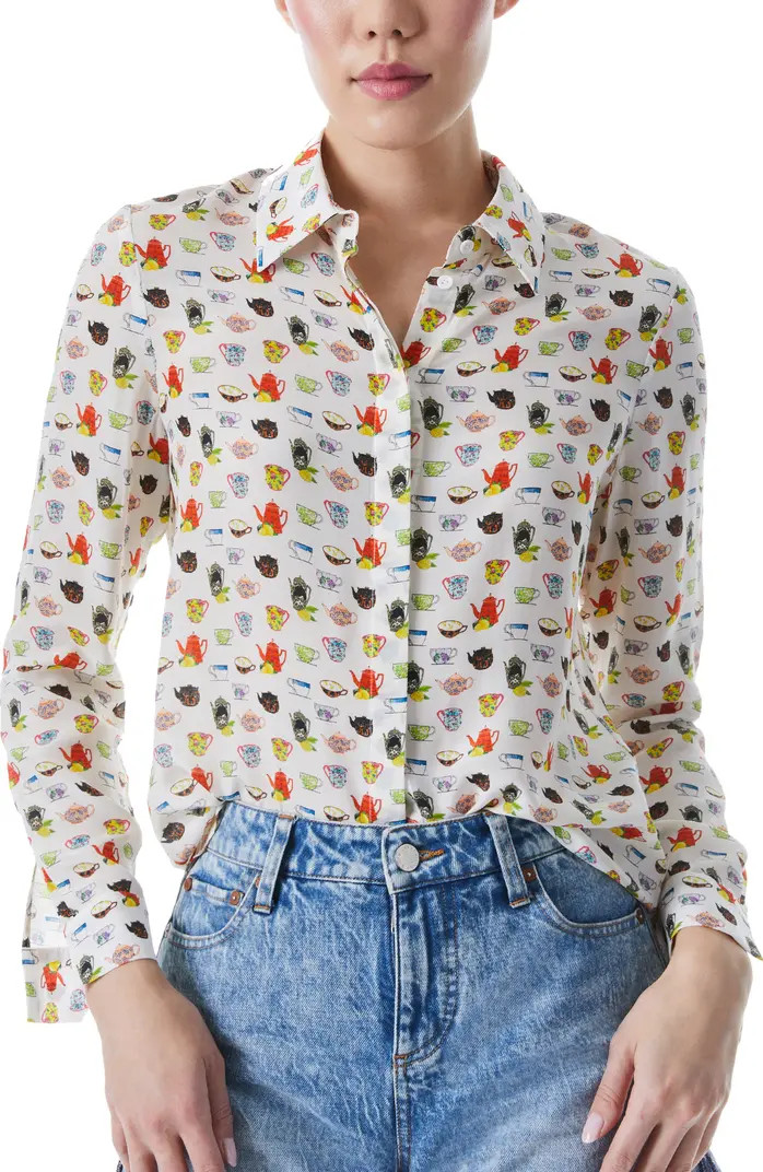 Alice + Olivia Willa Tea Print Silk Blouse | Nordstrom | Nordstrom
