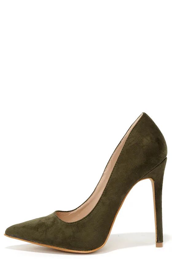 Precisely Right Olive Green Suede Pointed Pumps | Lulus (US)